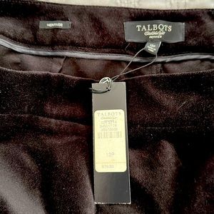Brand new Talbots black velvet side zip 12p pants